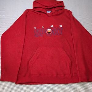 Vintage '90s Women's XL Sesame Street Elmo Sport Red Fleece Pullover Hoodie